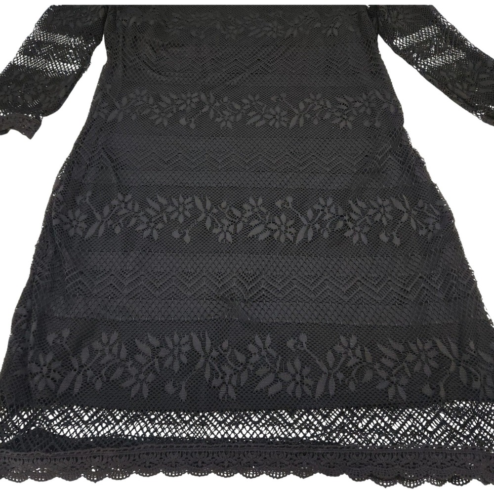 Witchy Whimsigoth Sz XL Dress Black Lace Floral Sheer Lined Boho Bar III - Picture 4 of 7